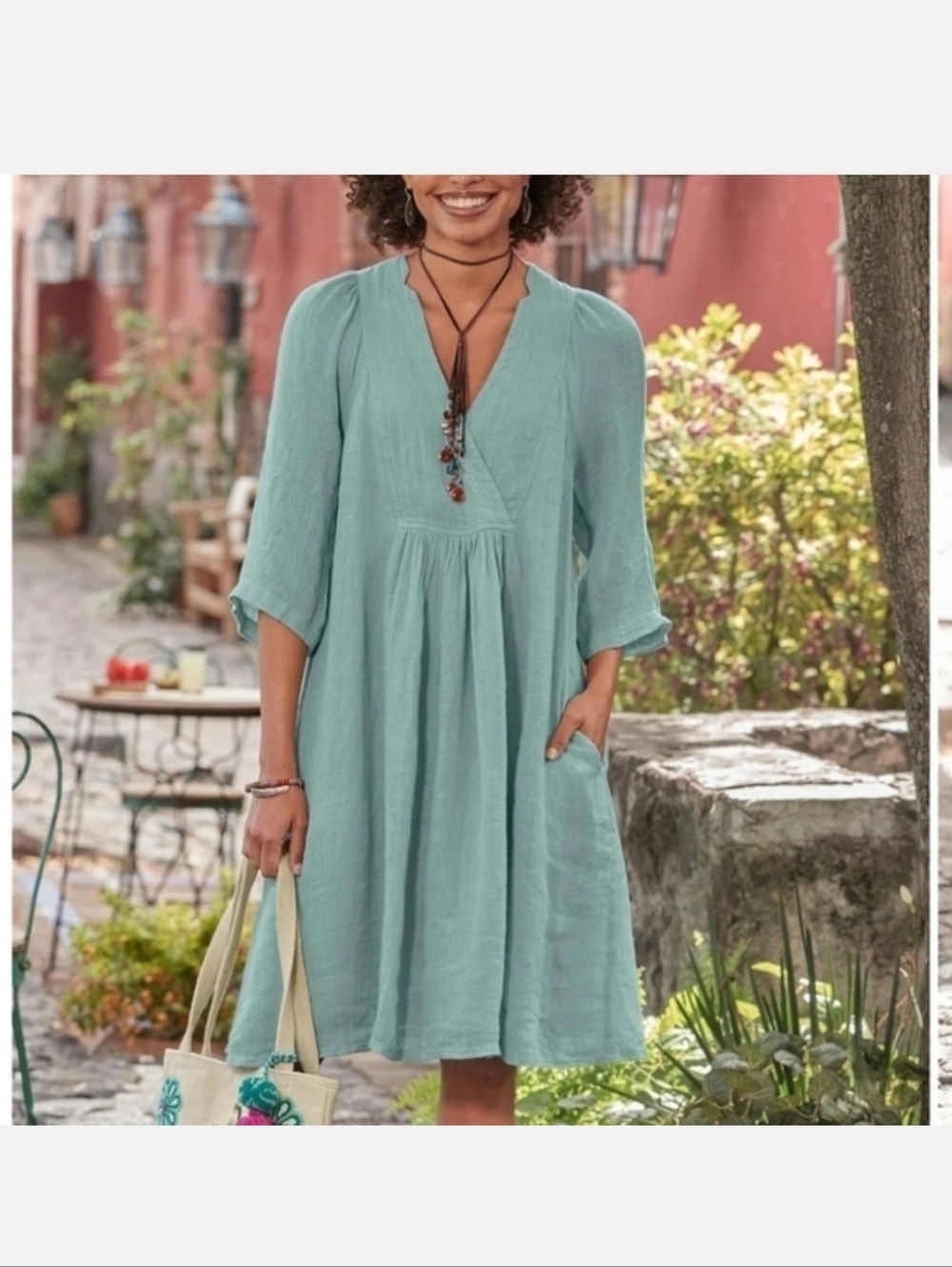 Sundance Indigo Blue Midi Gauze Wrap Dress - Picture 2 of 12